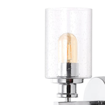 Jules Edison 16.5" Cylinder Iron/Seeded Glass Farmhouse Contemporary LED Wall Sconce